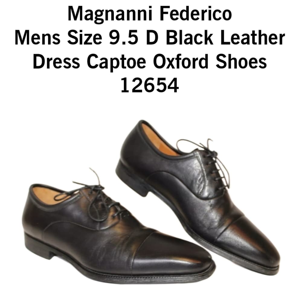Magnanni Federico Mens Size 9.5 D Black Leather Dress Captoe $298