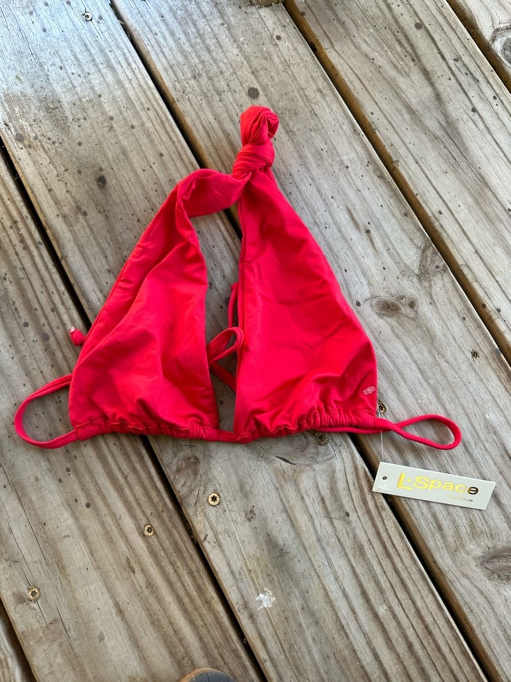 NWT L*Space halter bikini top lipstick red