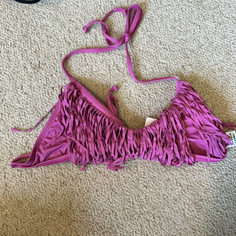 NWT L*Space Audrey fringe bikini top orchid