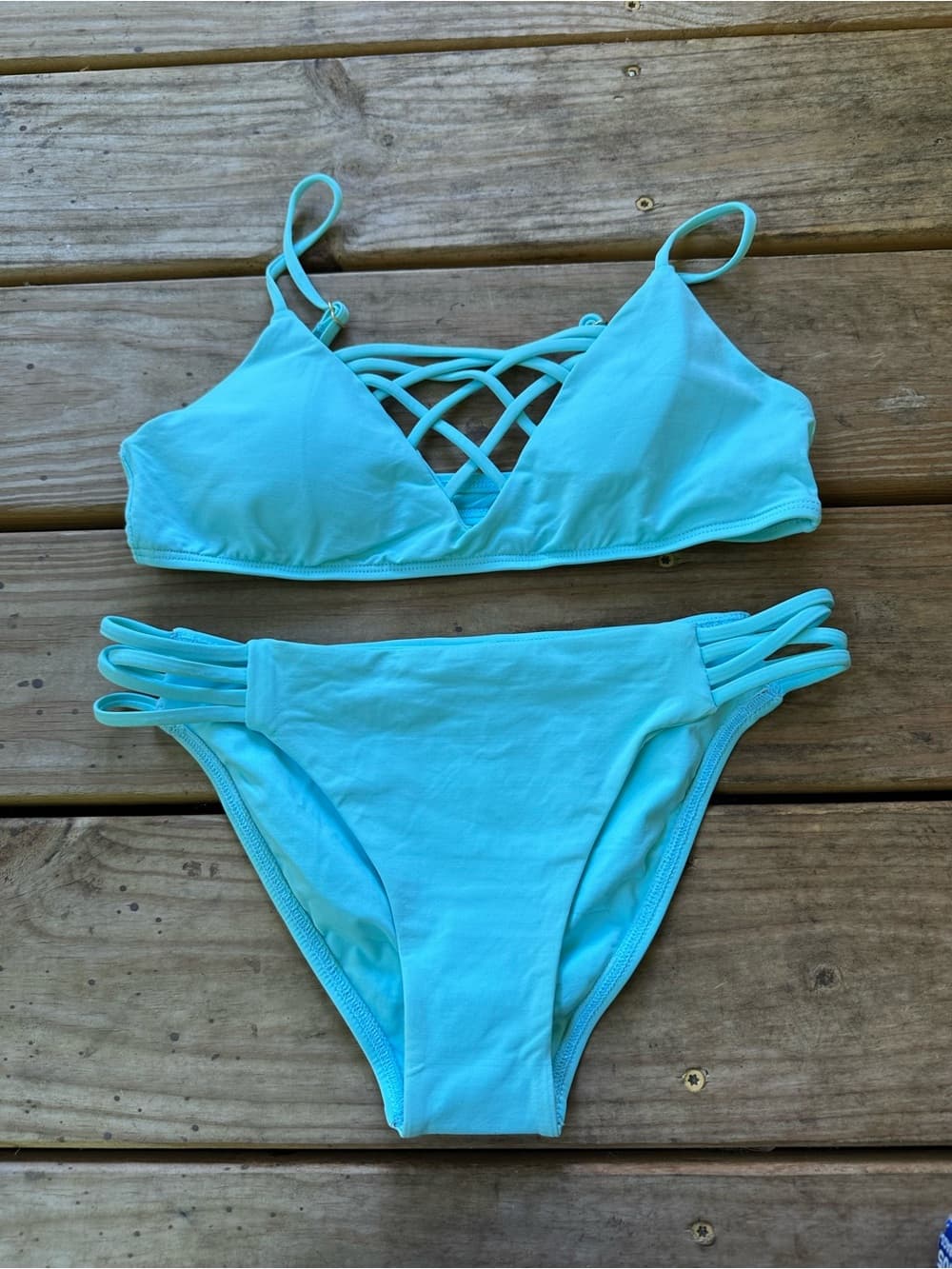 NWOT L*Space Jaime Low Down bikini set light blue