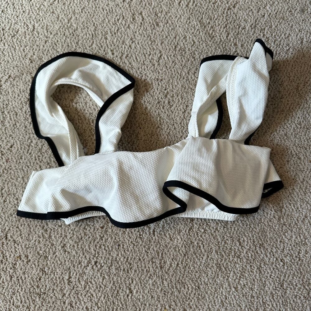 Eberjey Pique Jane bikini top ecru black xs