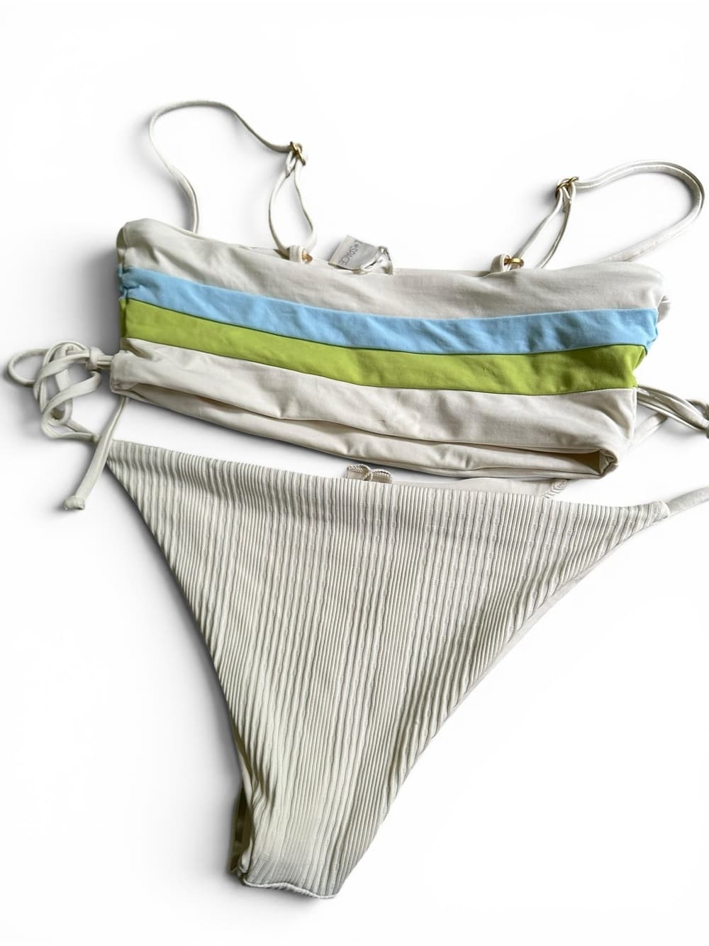 NWOT L*Space Rebel stripe bikini set cream small