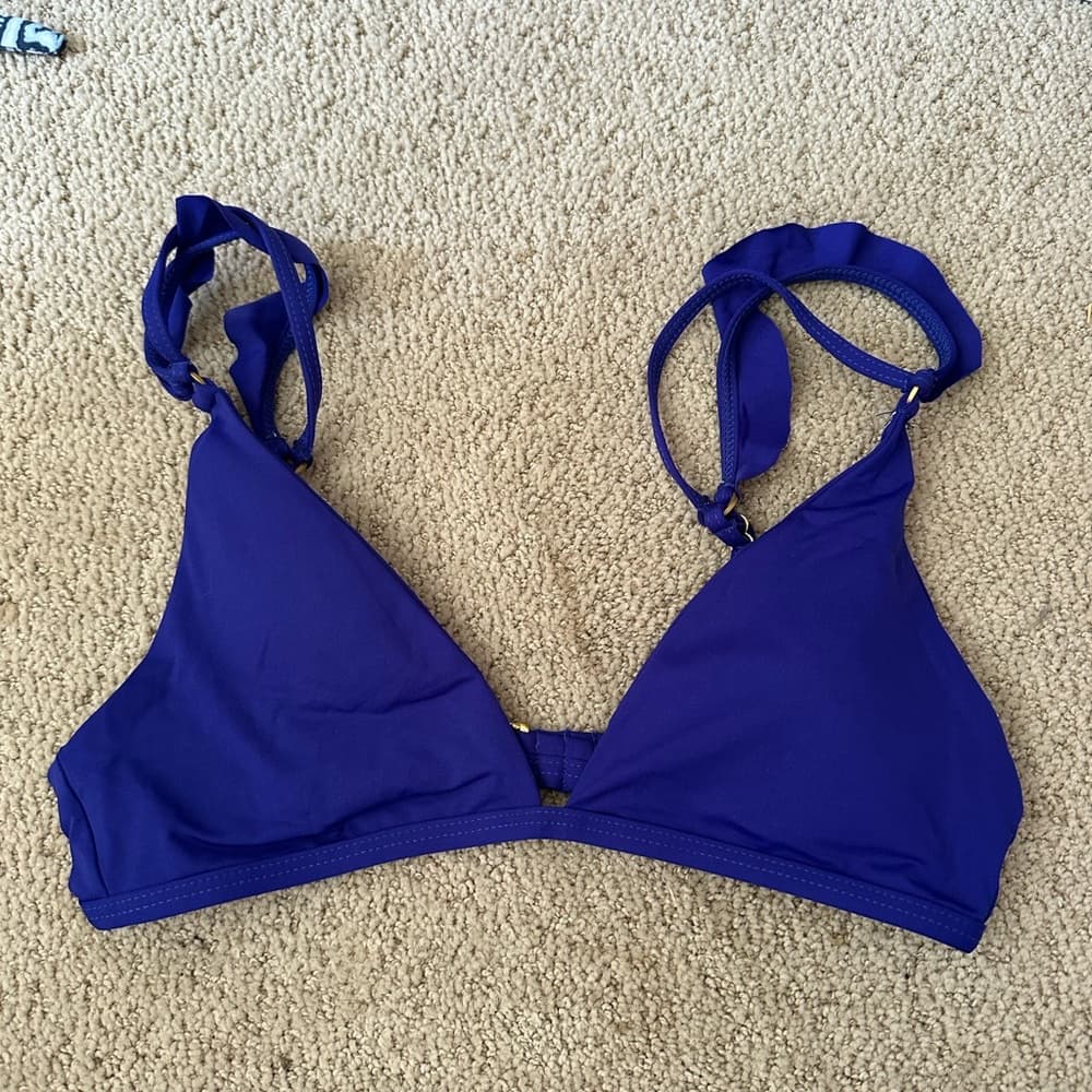 NWOT L*Space ruffle bikini top royal blue