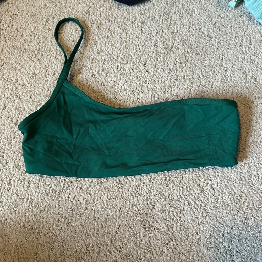 NWOT L*space one shoulder bikini top emerald green