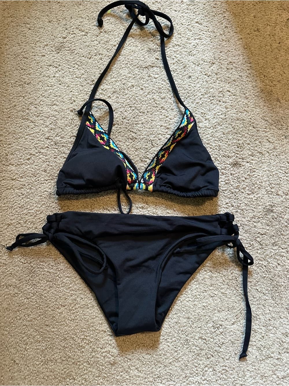 NWOT L*Space southwestern bikini set black