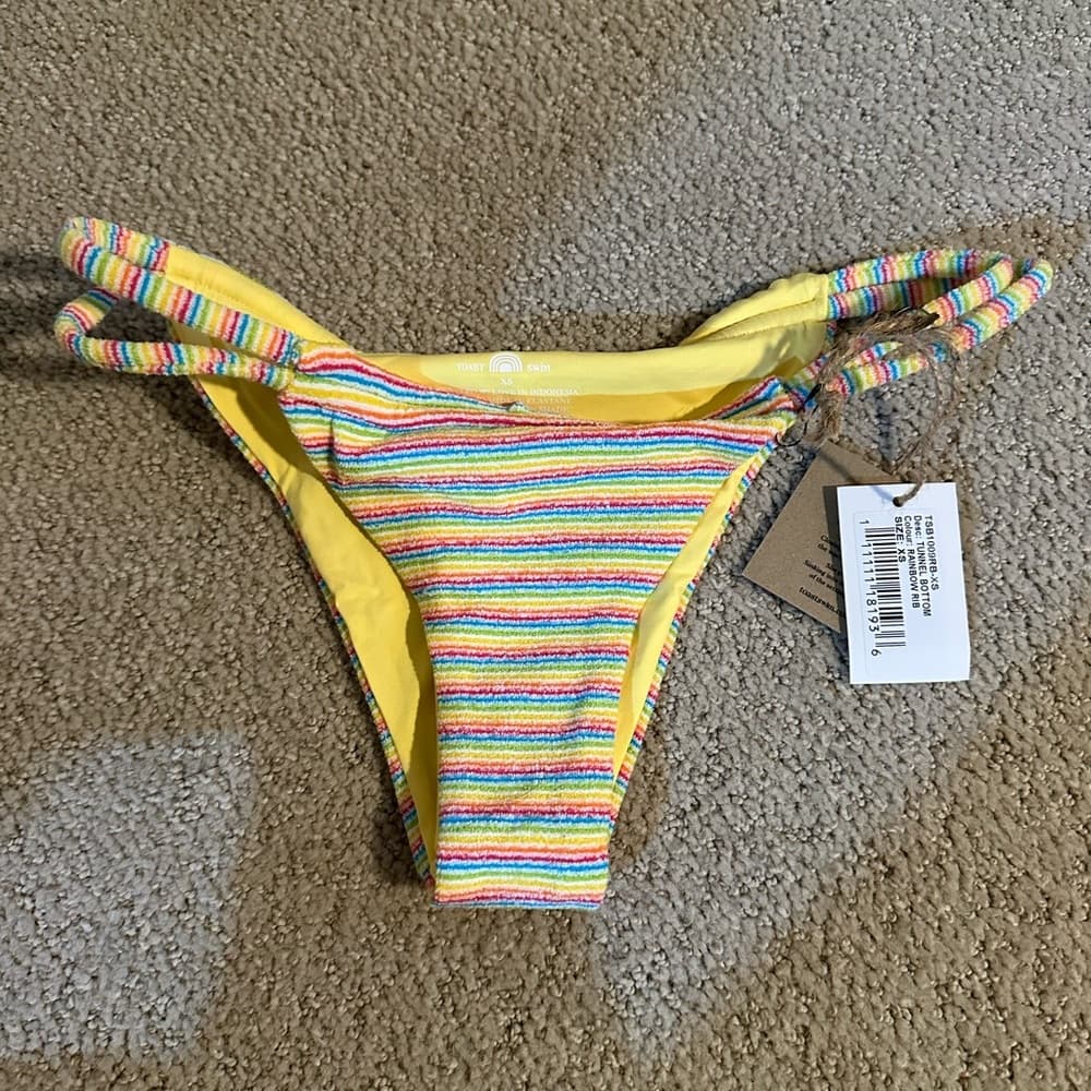NWT Toast x Free People rainbow tunnel bikini bottoms xs