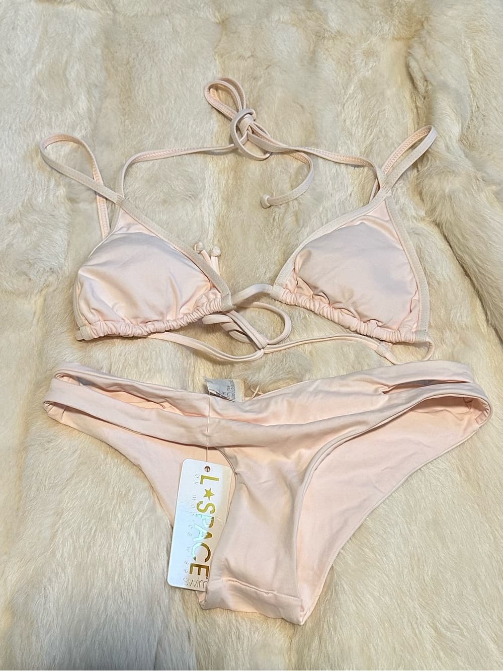 NWT L*Space triangle bikini light pink