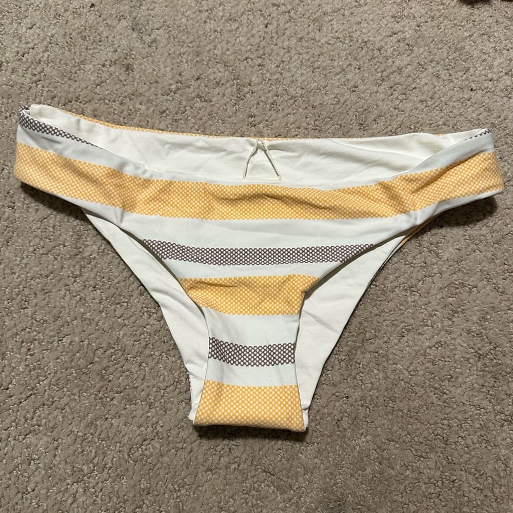 NWOT L*Space striped bikini bottoms white yellow