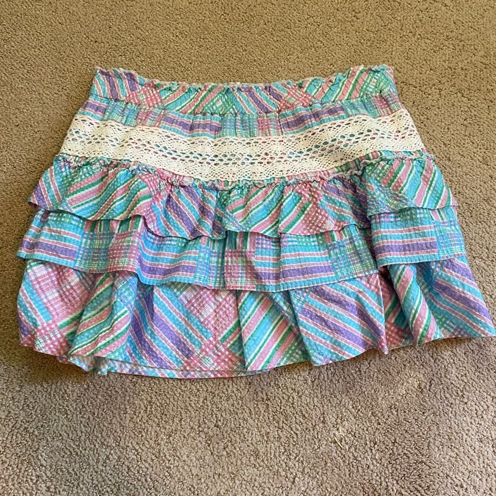 Loveshackfancy Corbett mini skirt Candyland Plaid