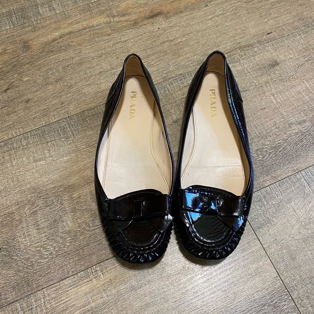 Prada patent leather loafers black