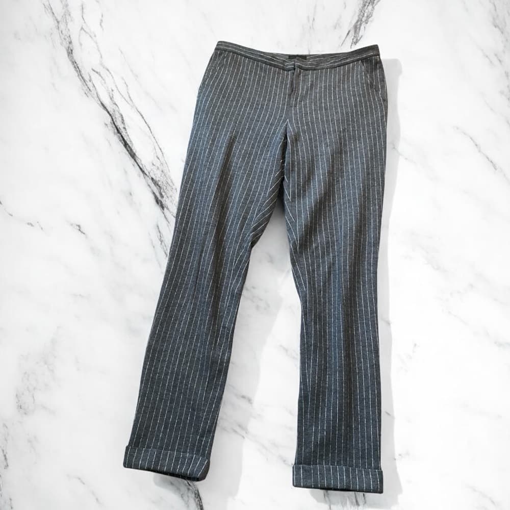 Anthony Thomas Melillo wool Gray Pinstripe Pants