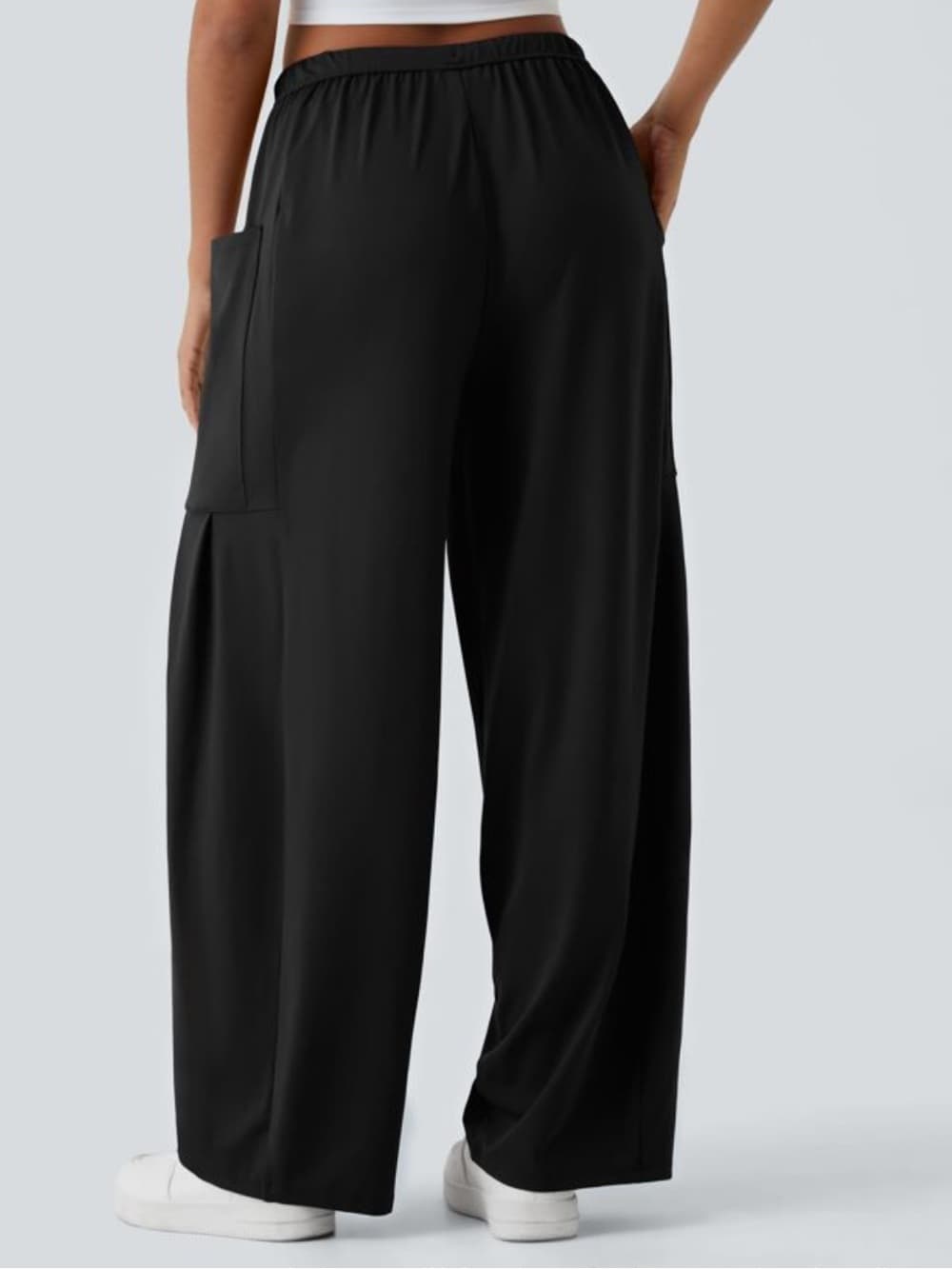 NWOT Halara Mid Rise Elastic Waistband Drawstring Pocket Palazzo Wide Leg Baggy