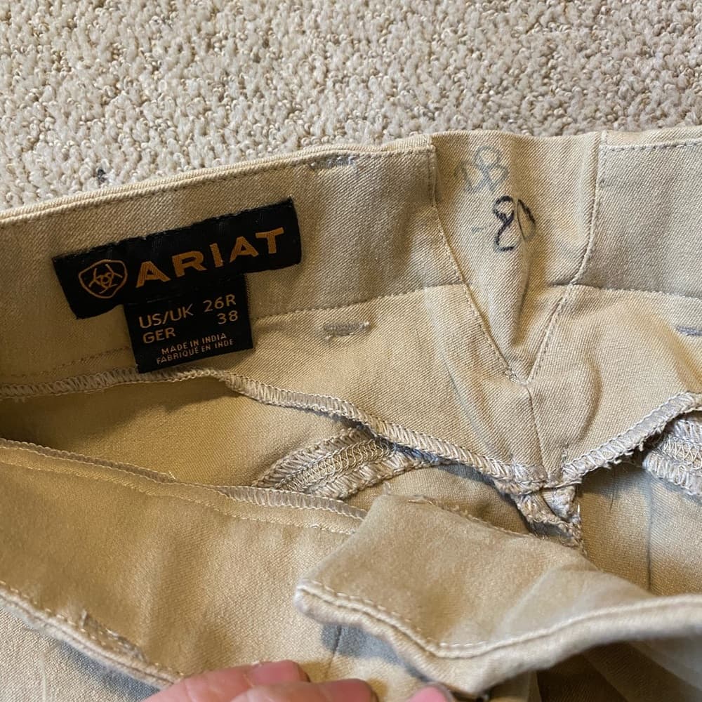 Ariat mid rise English riding knee patch breeches khaki