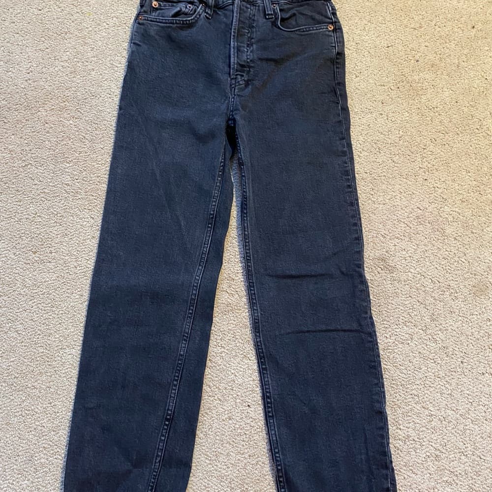 Redone high rise stove pipe jeans faded black 85
