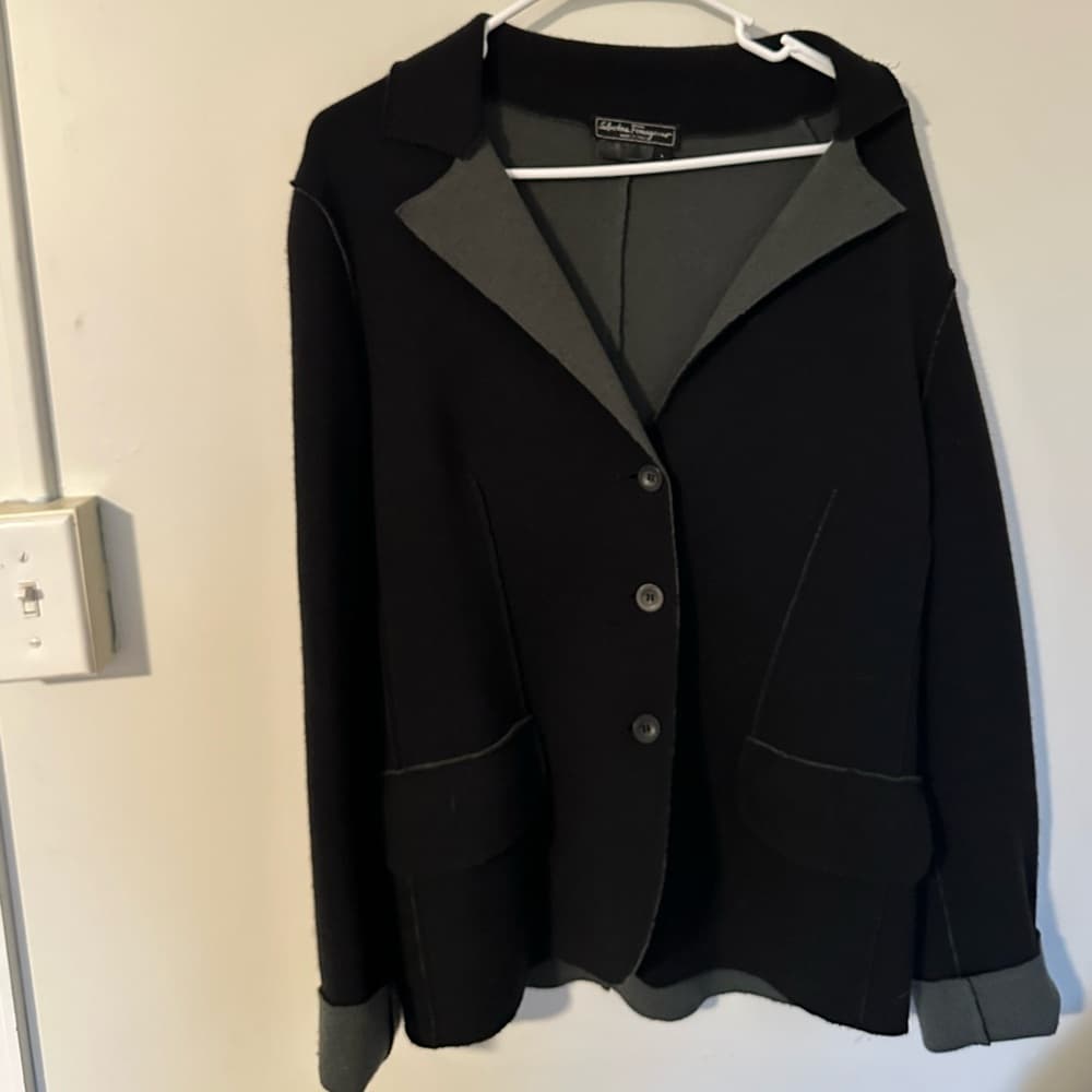 Salvatore Ferragamo wool button up jacket black