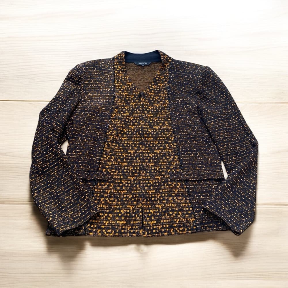 Misook beaded Black orange tweed jacket