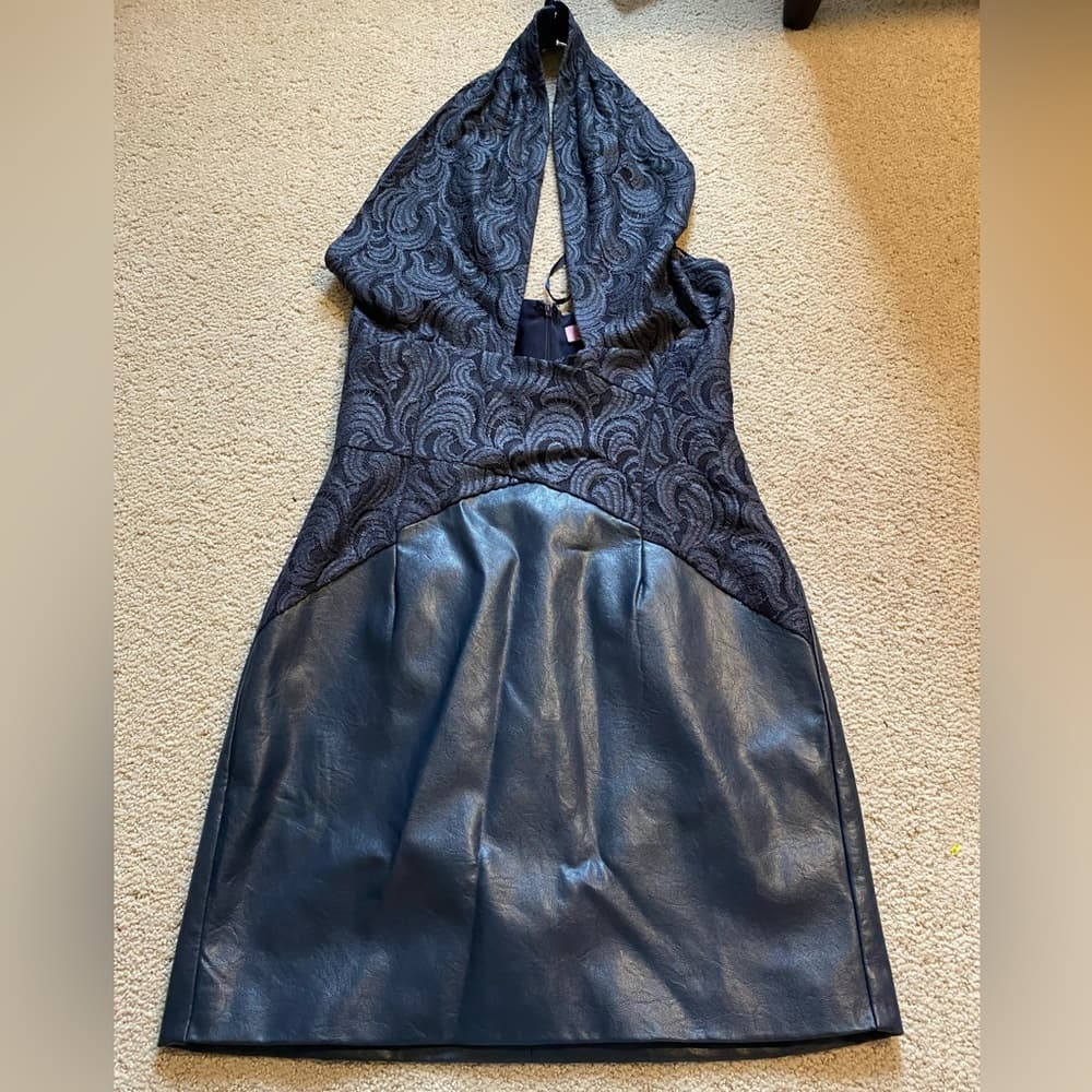 NWT Eva Franco Twofer dress vegan leather 2