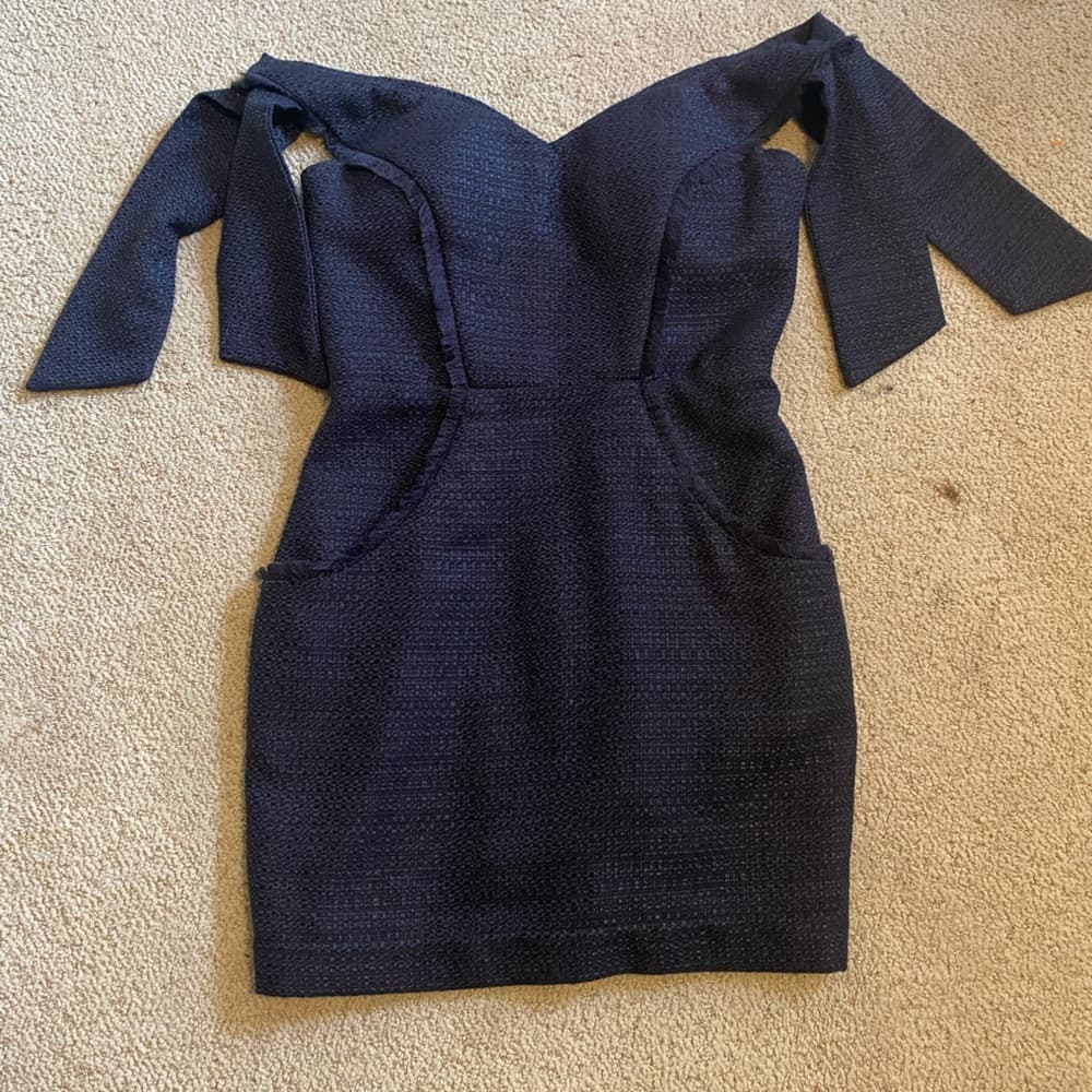 Misha Revolve Dahlia tweed dress navy