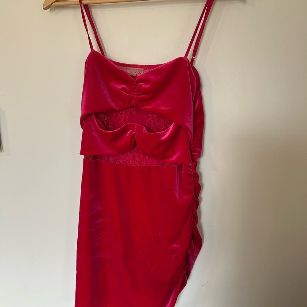 Lovers and Friends Dylan mini velvet dress pink medium