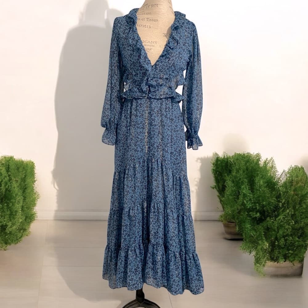 Misa Los Angeles Amelia maxi dress Cerulean Ditzy floral