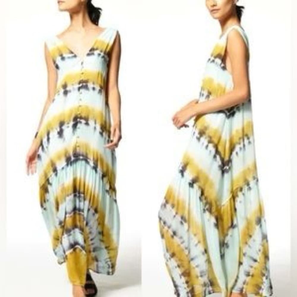Young Fabulous and Broke Raquel tie dye maxi dress Olive Harmony Wash