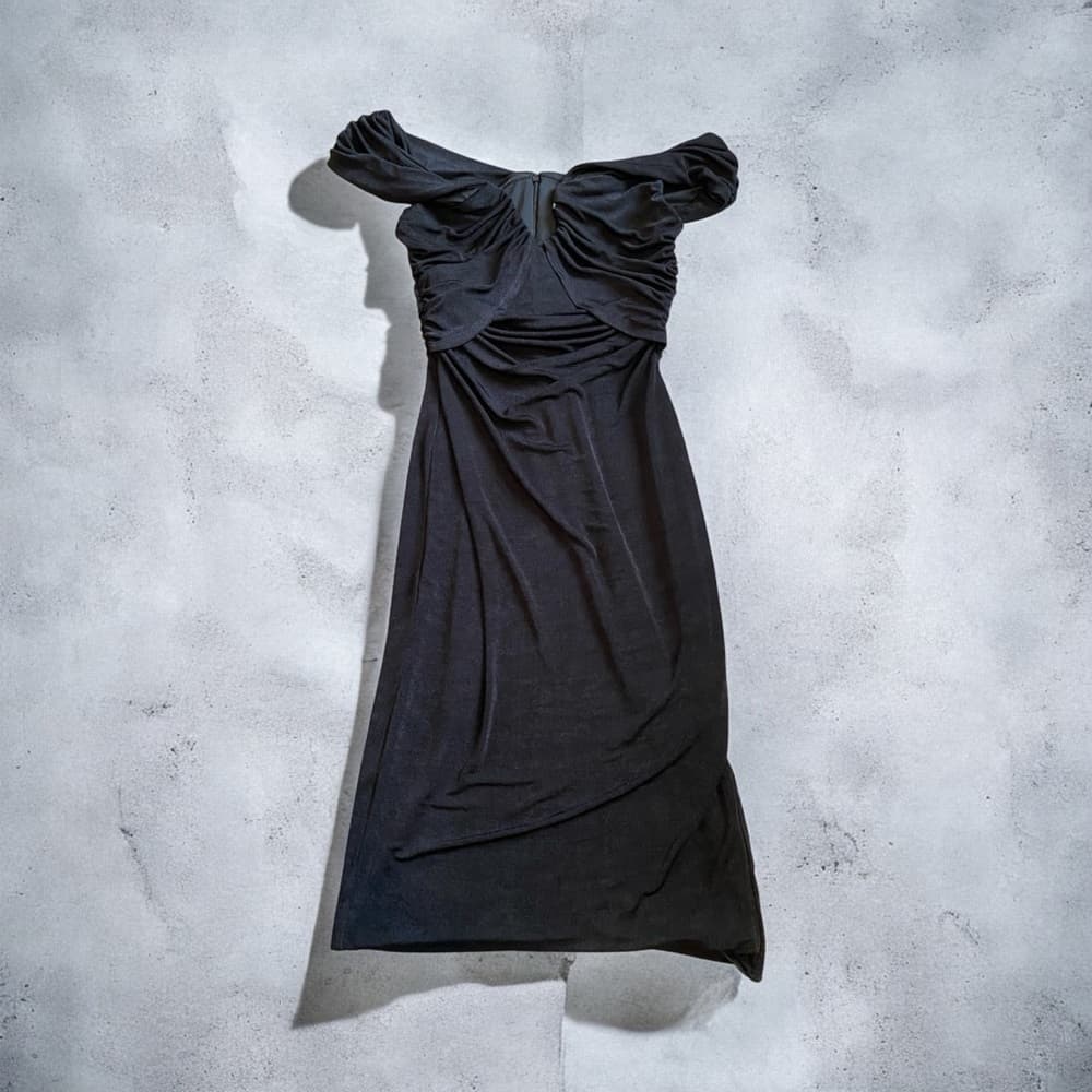 Misha Revolve Maylee slinky midi dress black