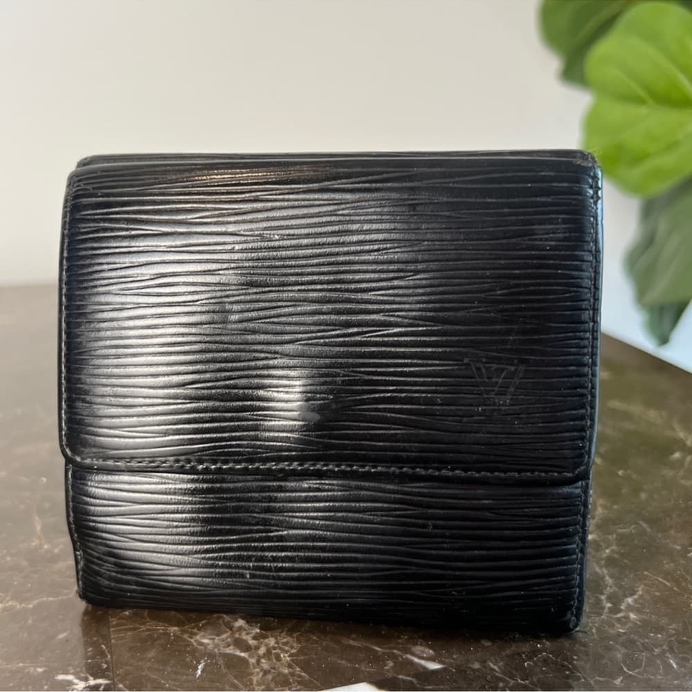 Authentic Louis Vuitton Black Epi Elise wallet