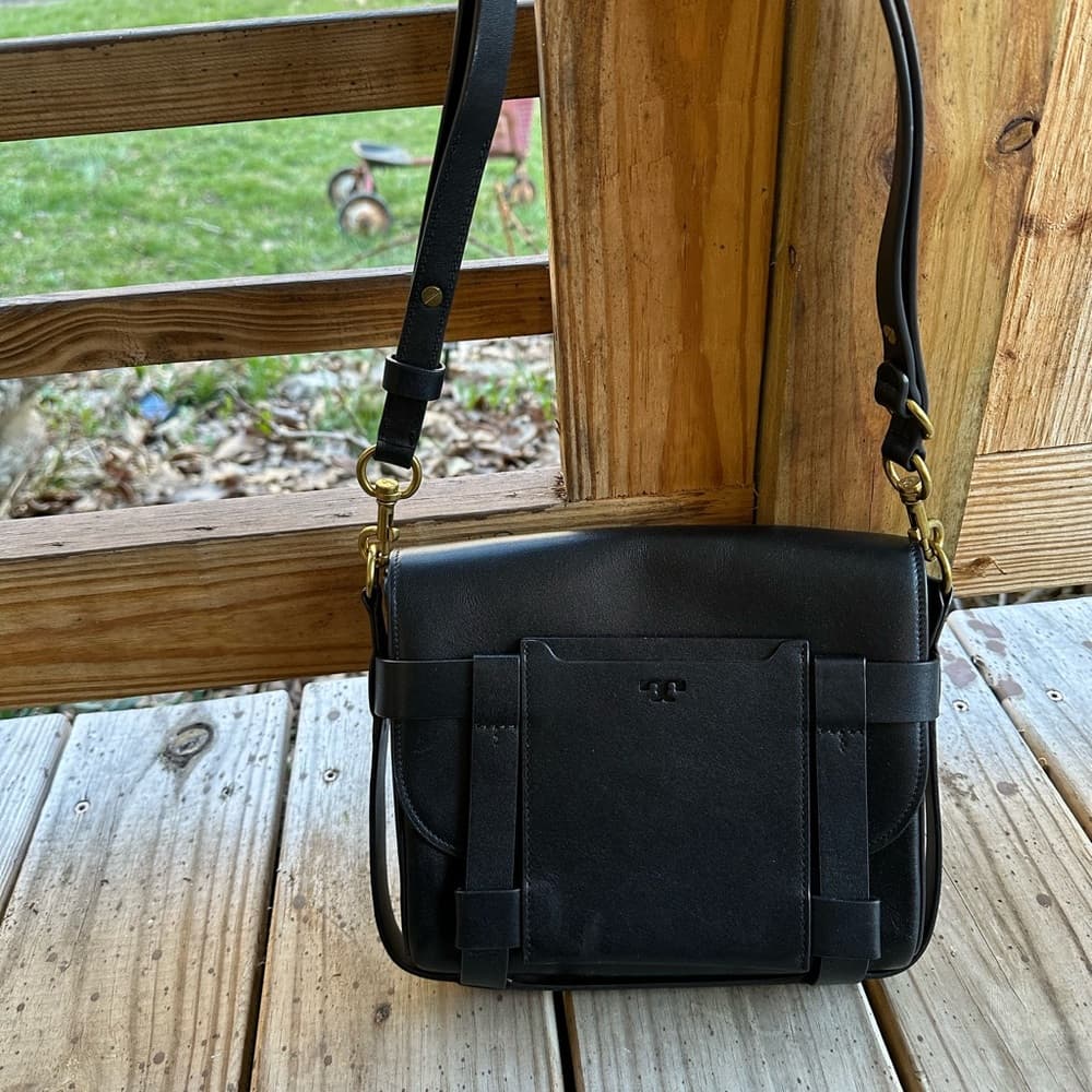 Tory Burch Alastair caged leather shoulder bag black