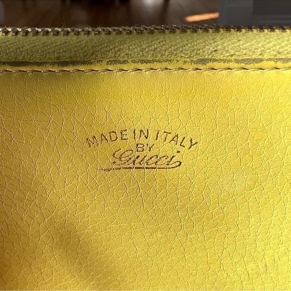 Authentic Gucci Bamboo collection long zip around wallet yellow