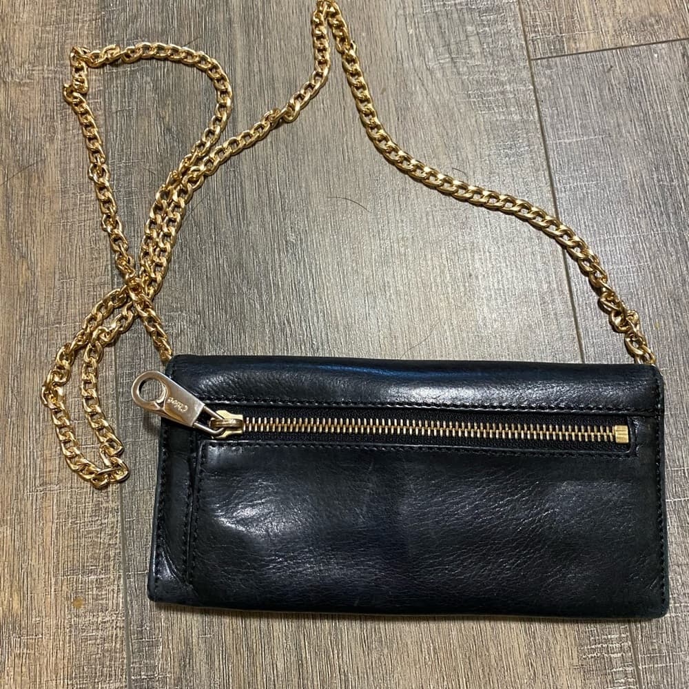 Chloe Lilly leather wallet on chain crossbody black gold