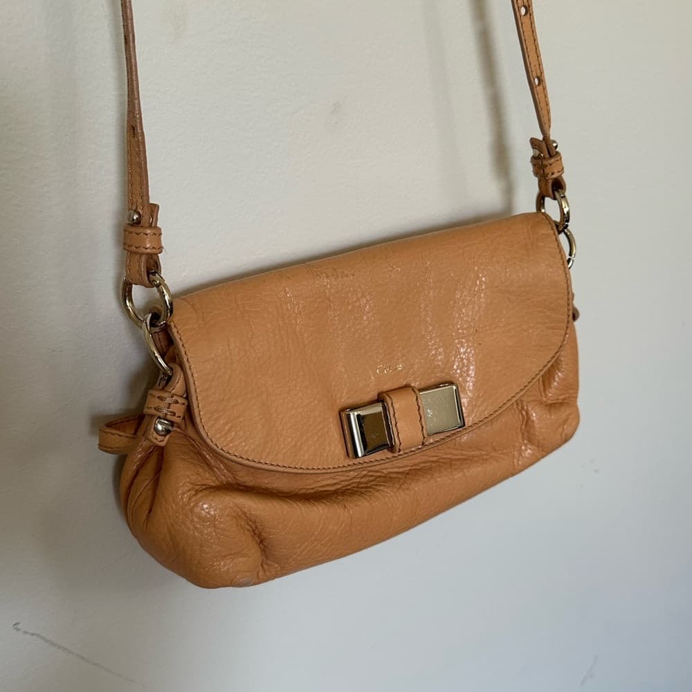 Chloe Lilly convertible crossbody mini bag tan gold