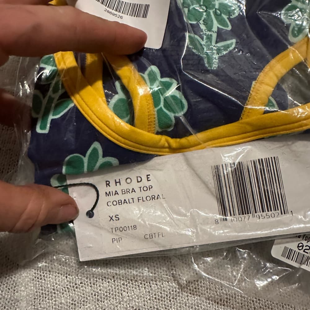 NWT Rhode Mia bra top cobalt floral
