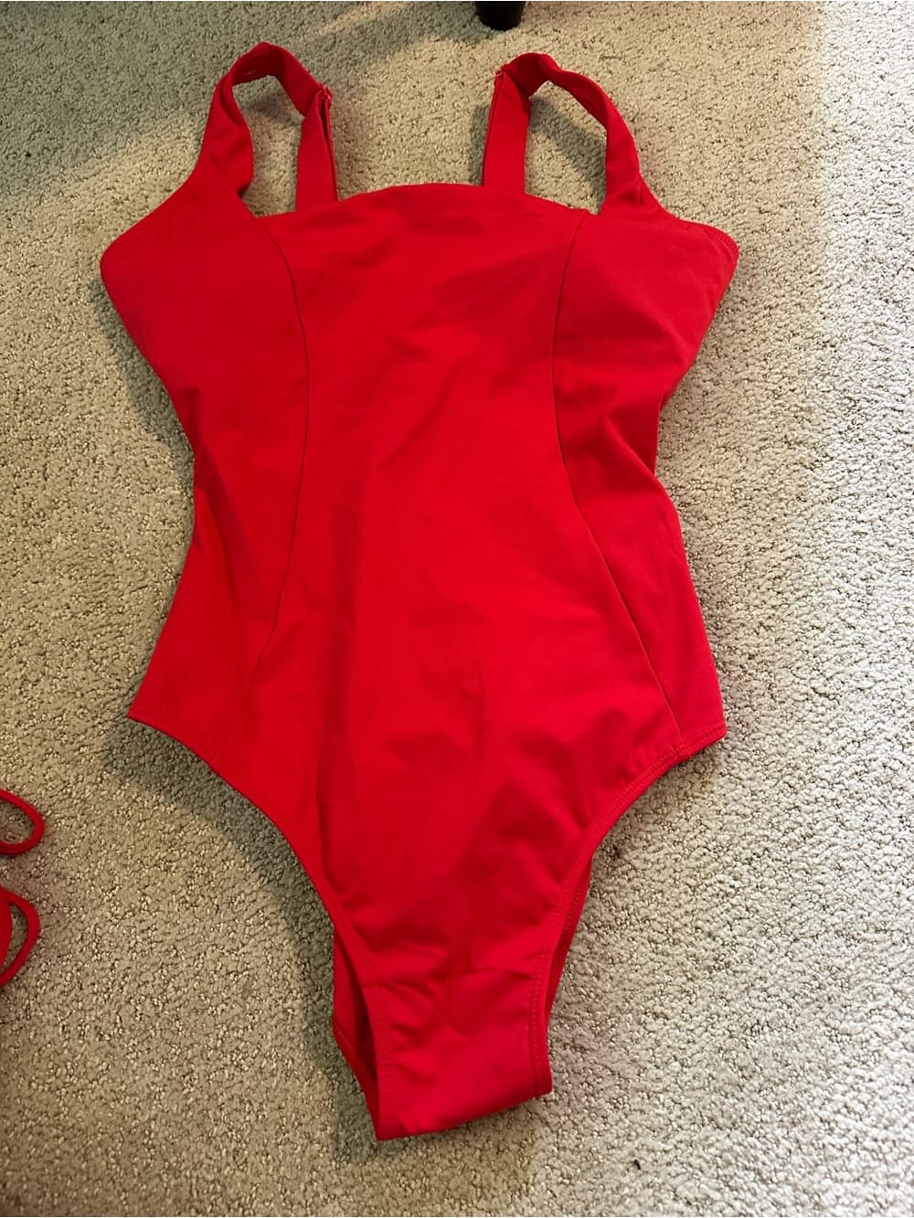 NWOT TA3 Squarey one piece swimsuit red large short