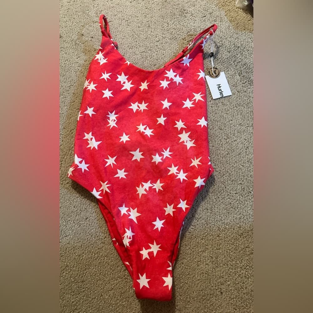 NWT Hurley star spangled one piece swimsuit red xs
