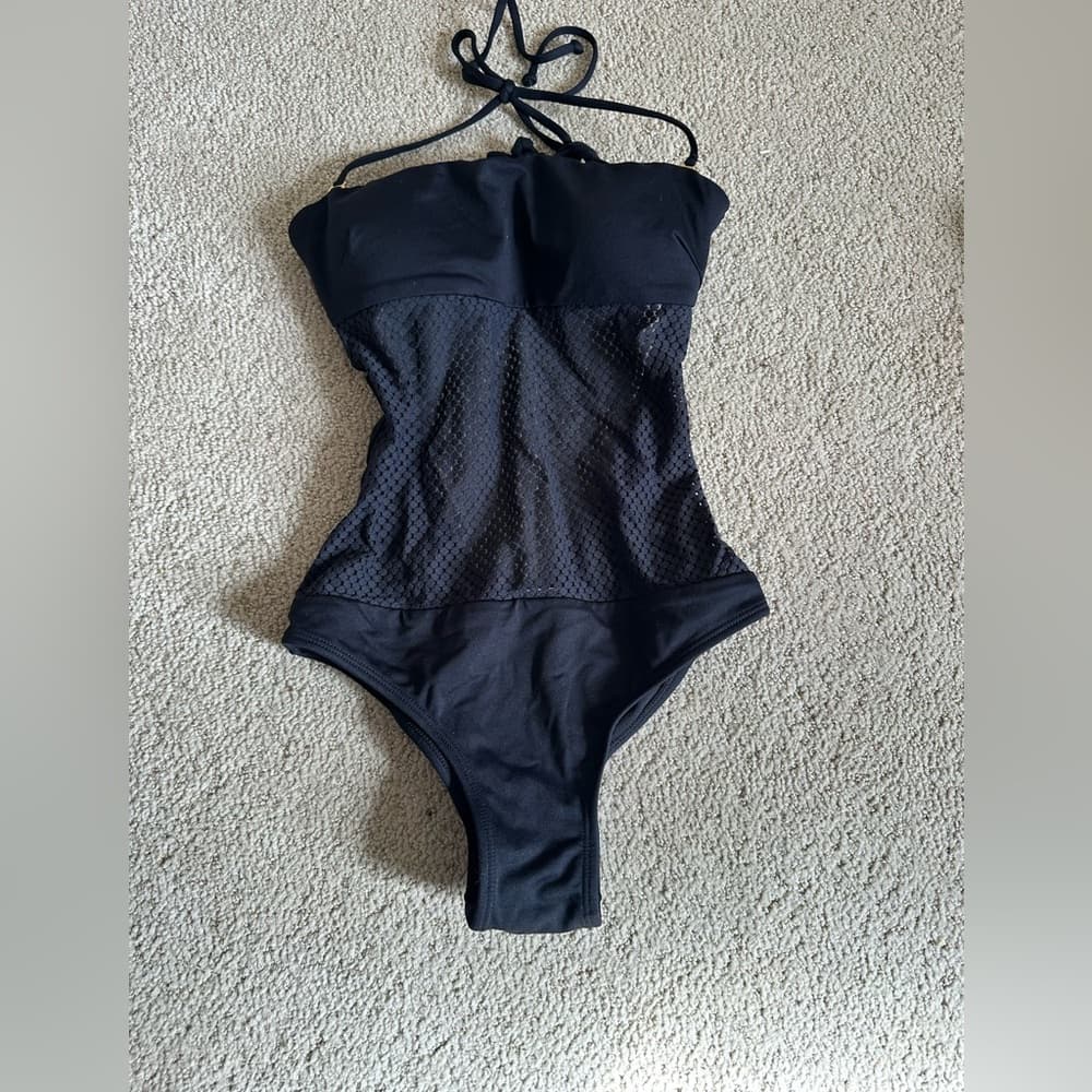 Ondademar one piece swimsuit black mesh