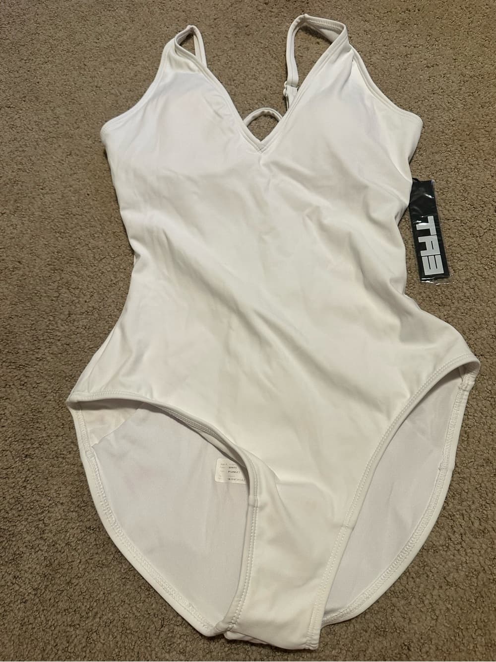 NWT TA3 Plungey one piece swimsuit white large short