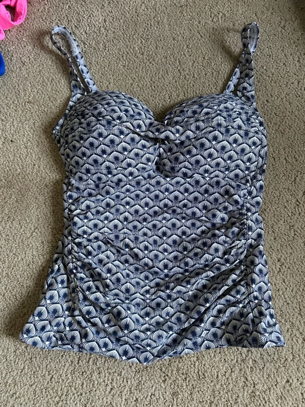 Bond-eye tankini top blue white