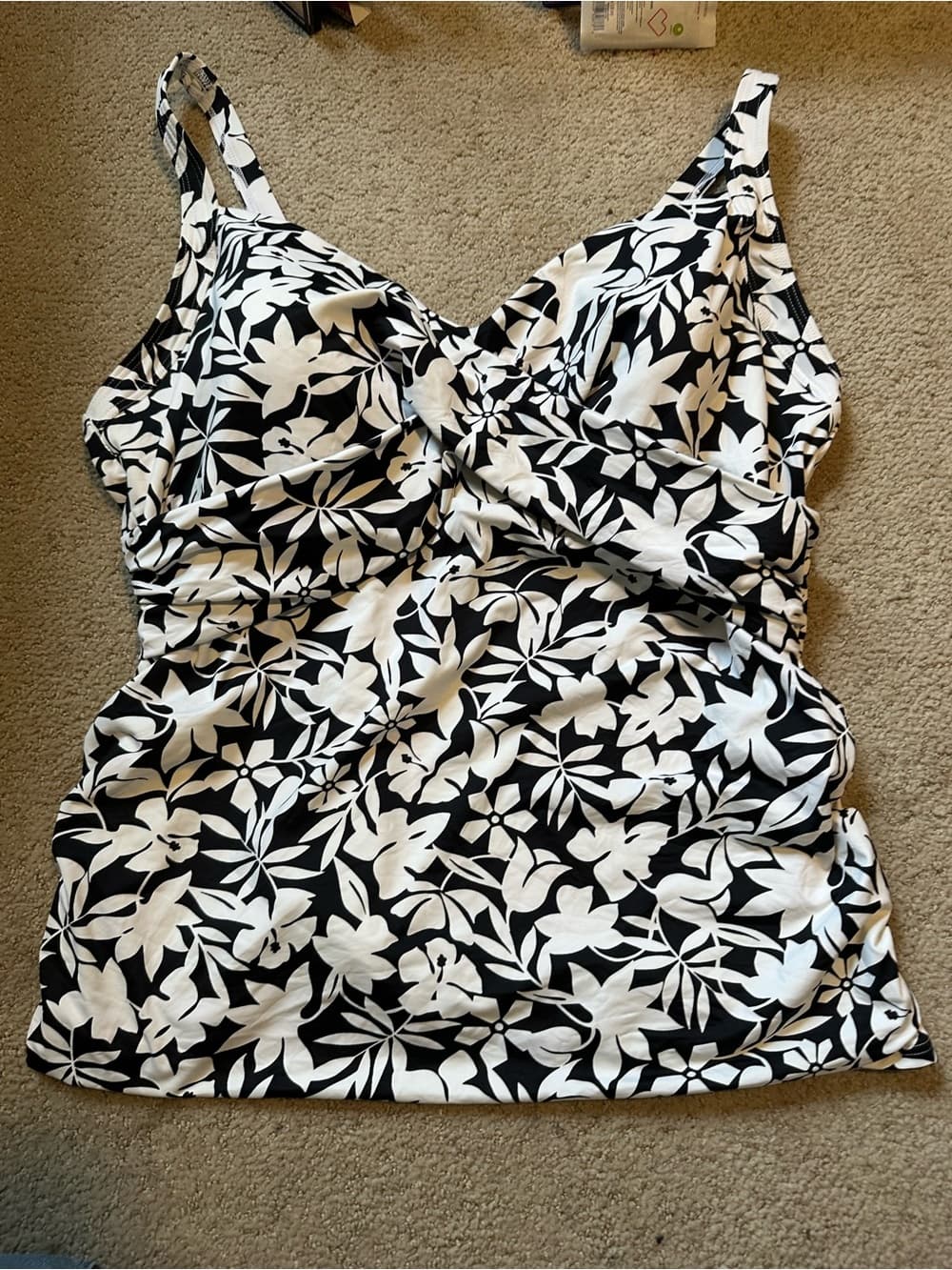 Lands' End Havana Floral V-Neck Wrap Tankini Swimsuit Top