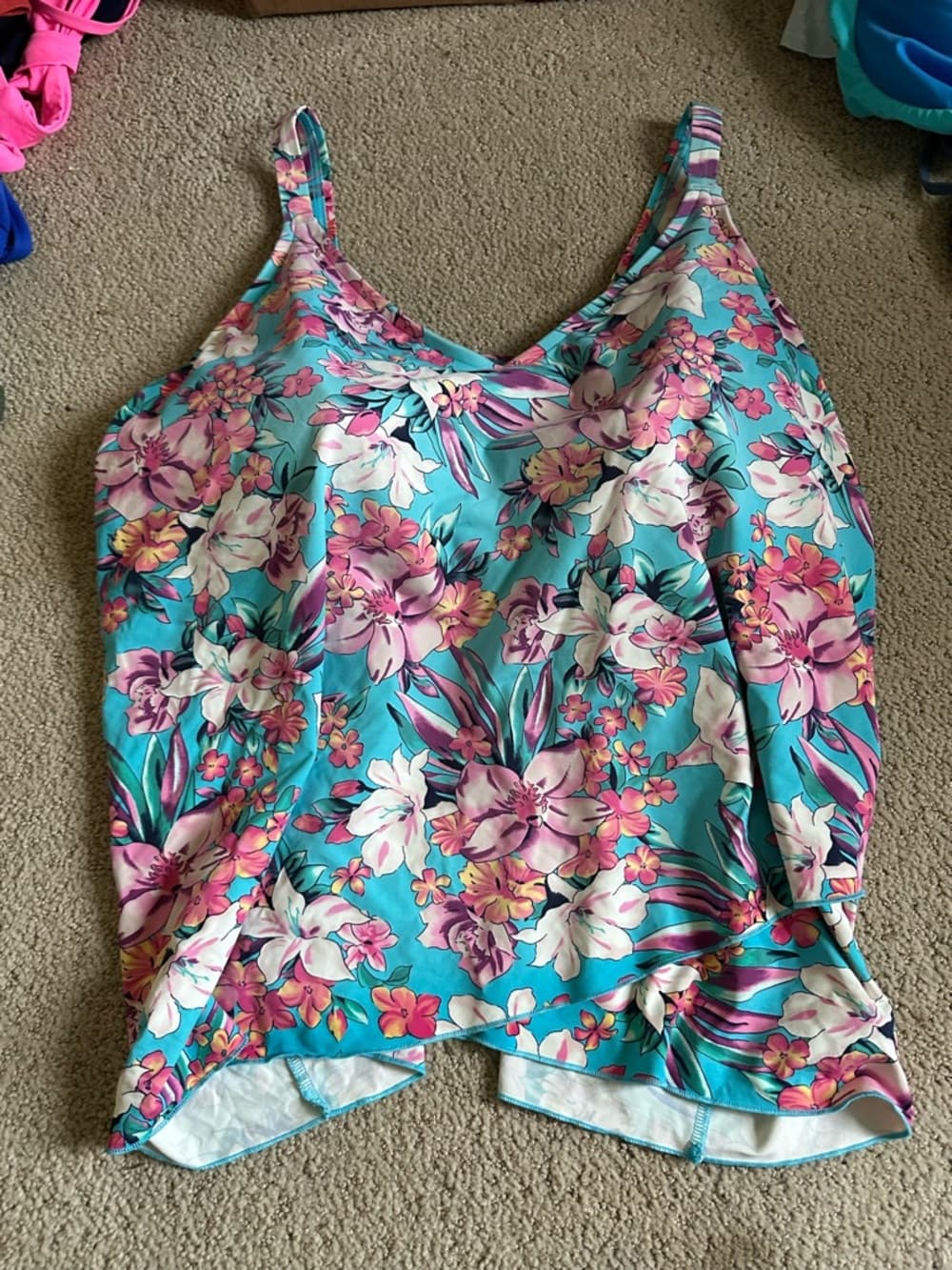 Land’s End tulip hem tropical flower tankini top