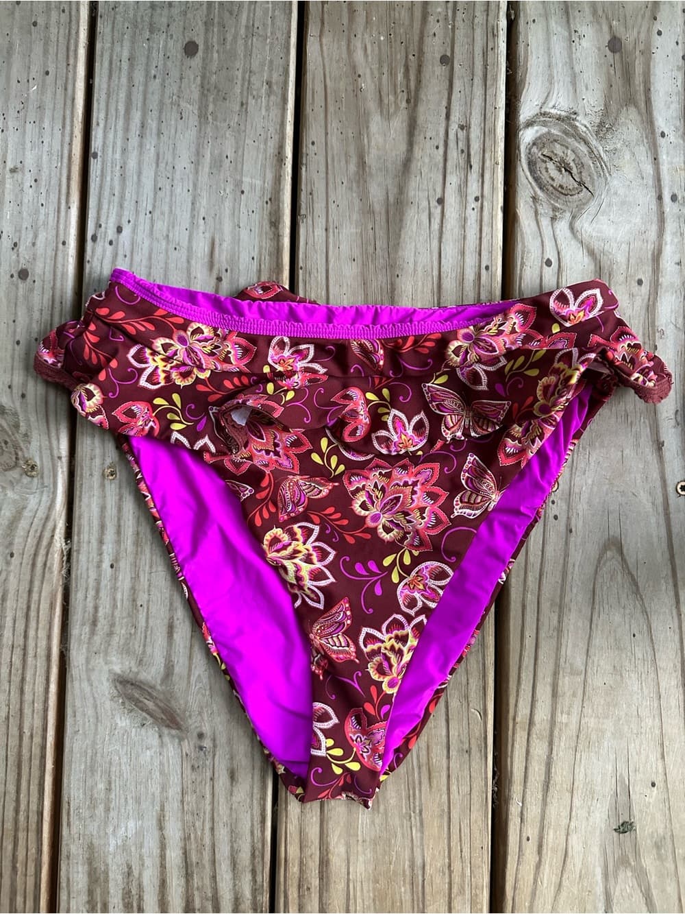 Anthropologie floral ruffle bikini bottoms small