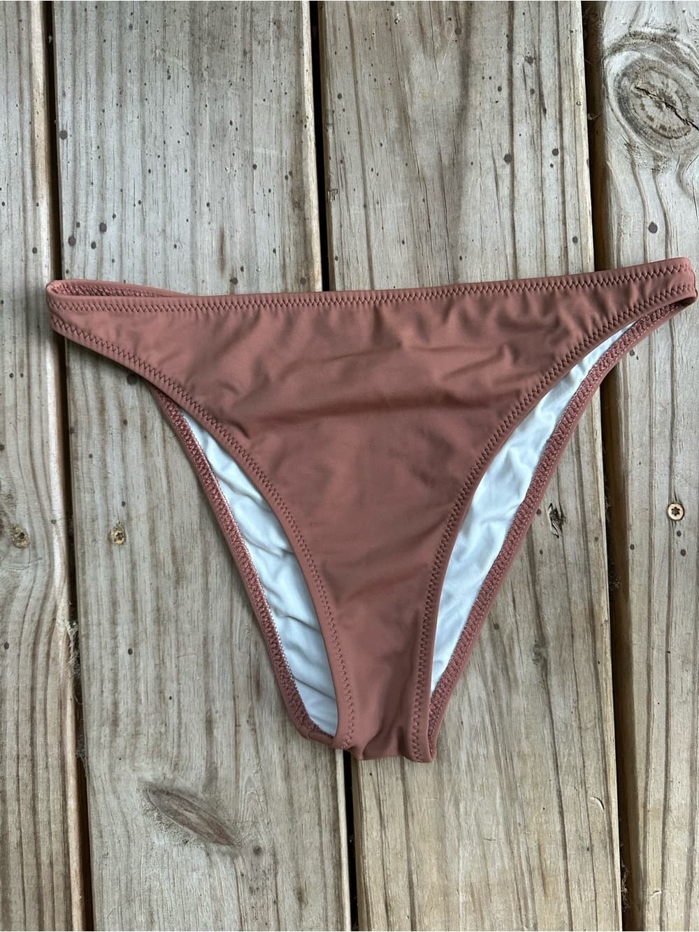 Solid and Striped bikini bottoms brown medium