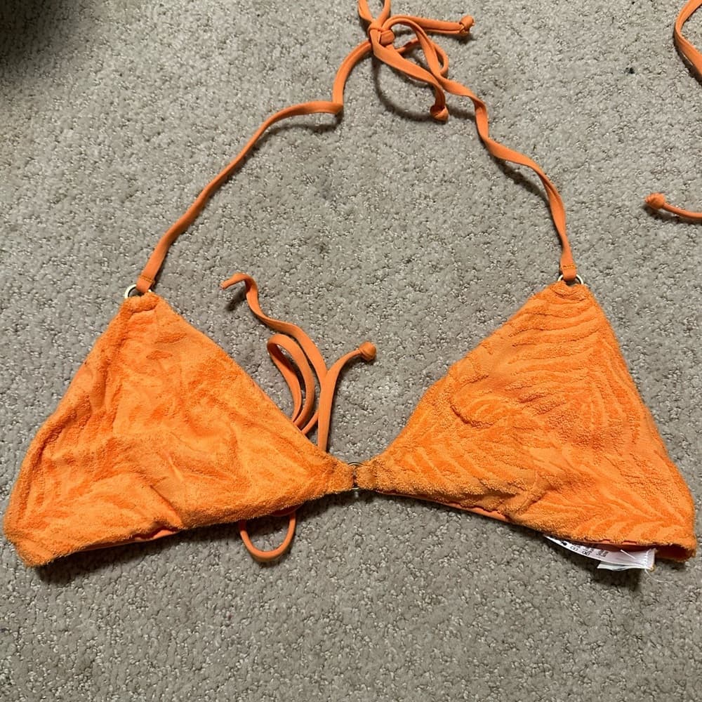 NWOT L*Space terry fern bikini top orange
