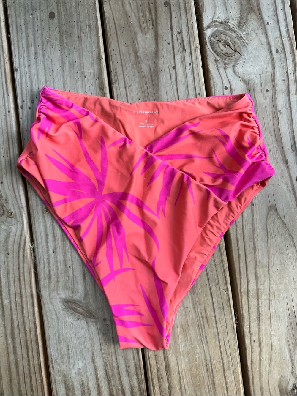 Anthropologie Malai high waist palm bikini bottoms
