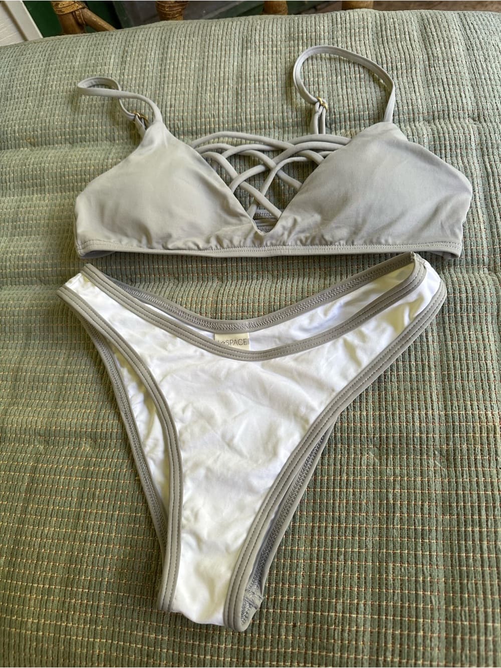 NWOT L*Space Jaime bikini set grey white extra small