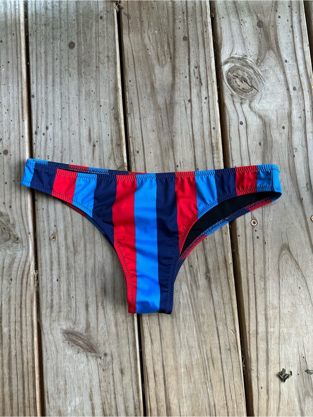 Solid and Striped striped bikini bottoms red blue
