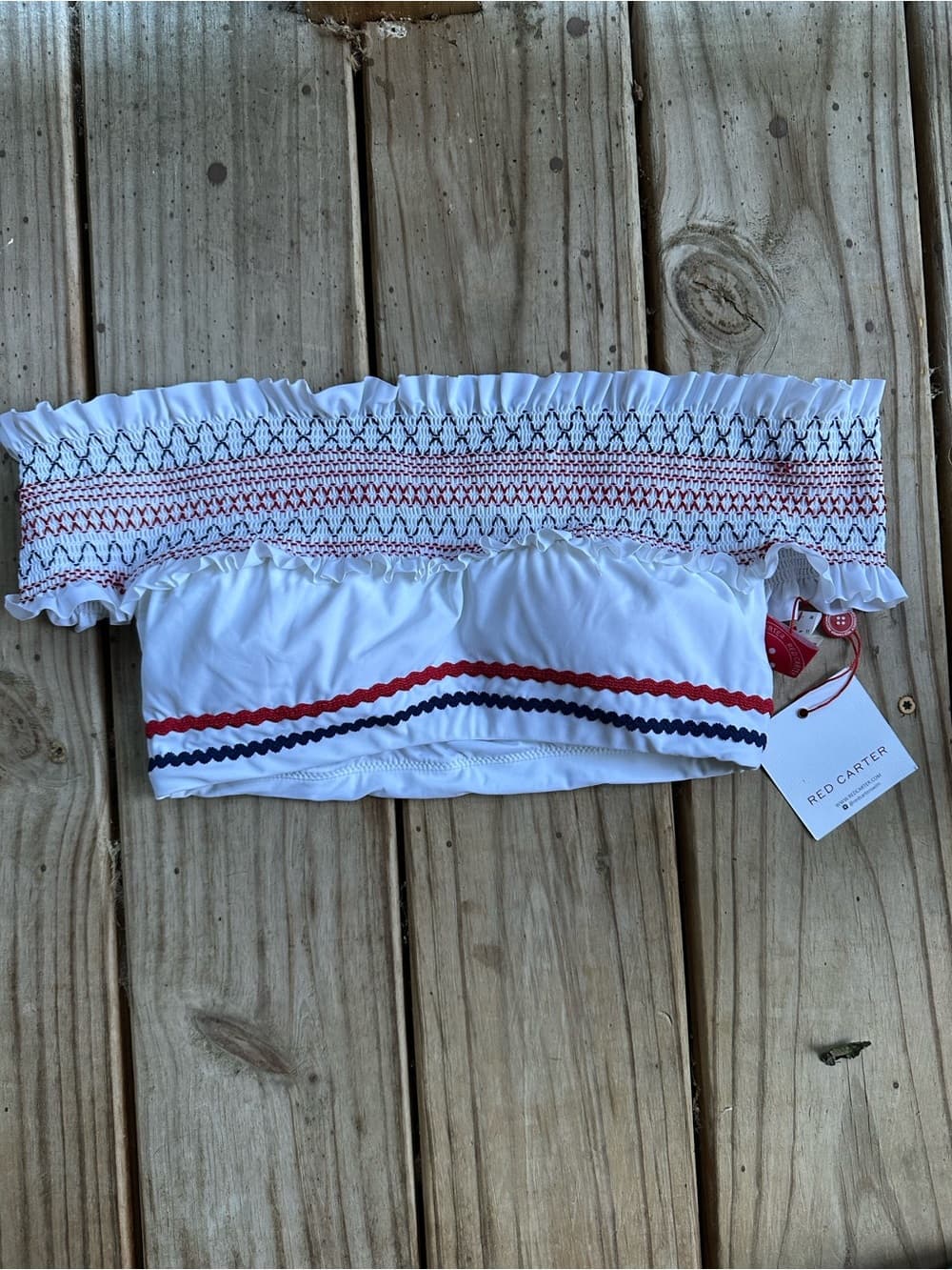 NWT Red Carter Ipanema crop bikini top white
