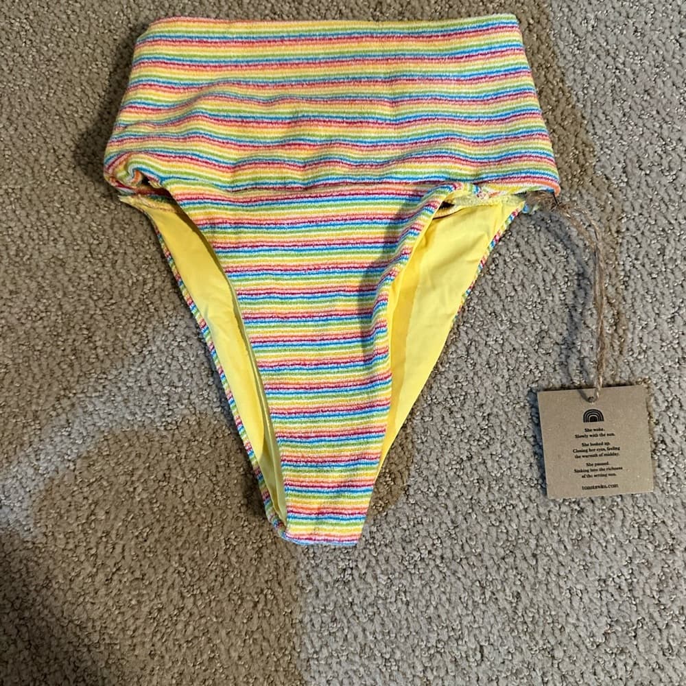 NWT Free People x Toast banded bikini bottoms rainbow