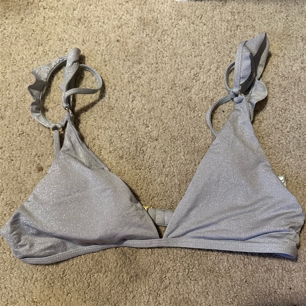 NWOT L*Space Kingsley Shine On Me bikini top grey fog