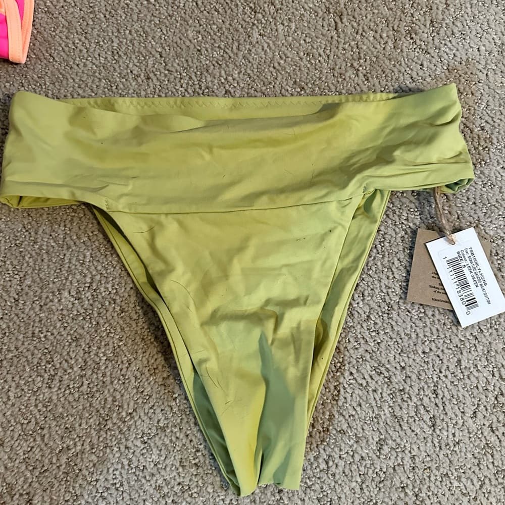 NWT Toast x Free People banded waist bikini bottoms leek green small
