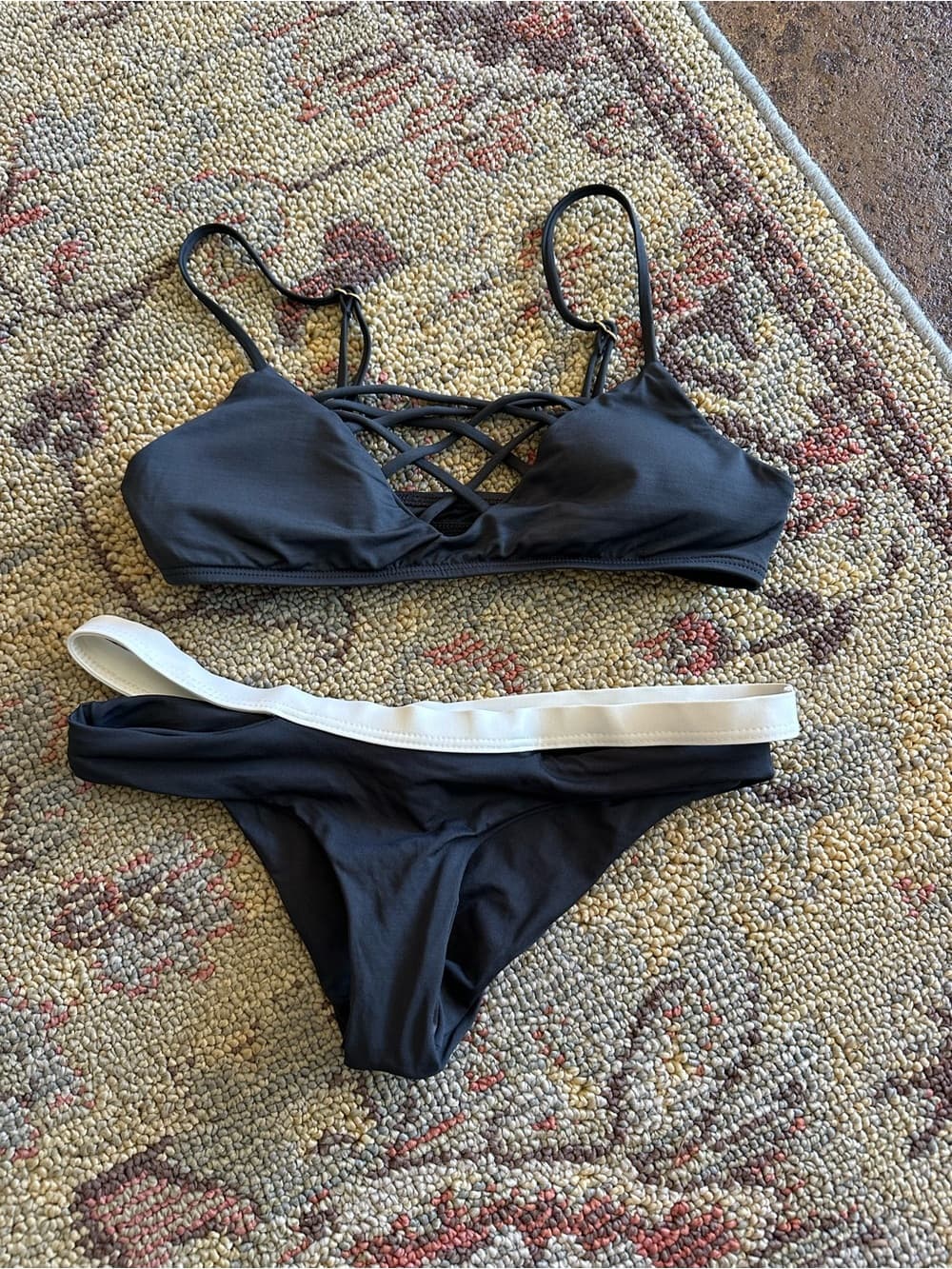 NWOT L*Space Jaime bikini set grey white extra small